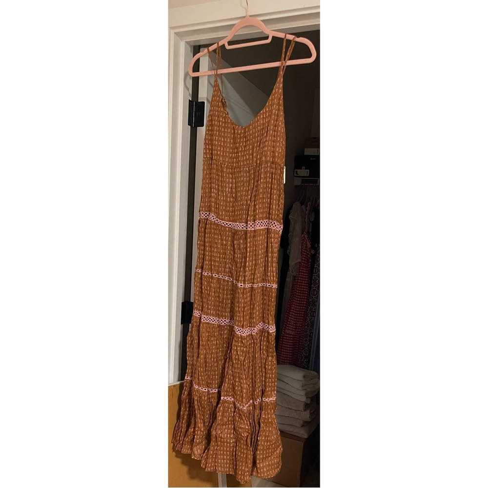 Free People Midnight Dance Print in Terra Cotta Brown Maxi Dress NWT Sz M - Picture 4 of 8